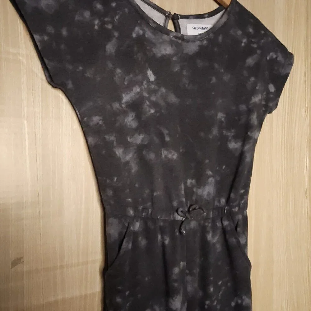 Old Navy Girl's Grey Marbled Sweatshirt Jumpsuit 10-12